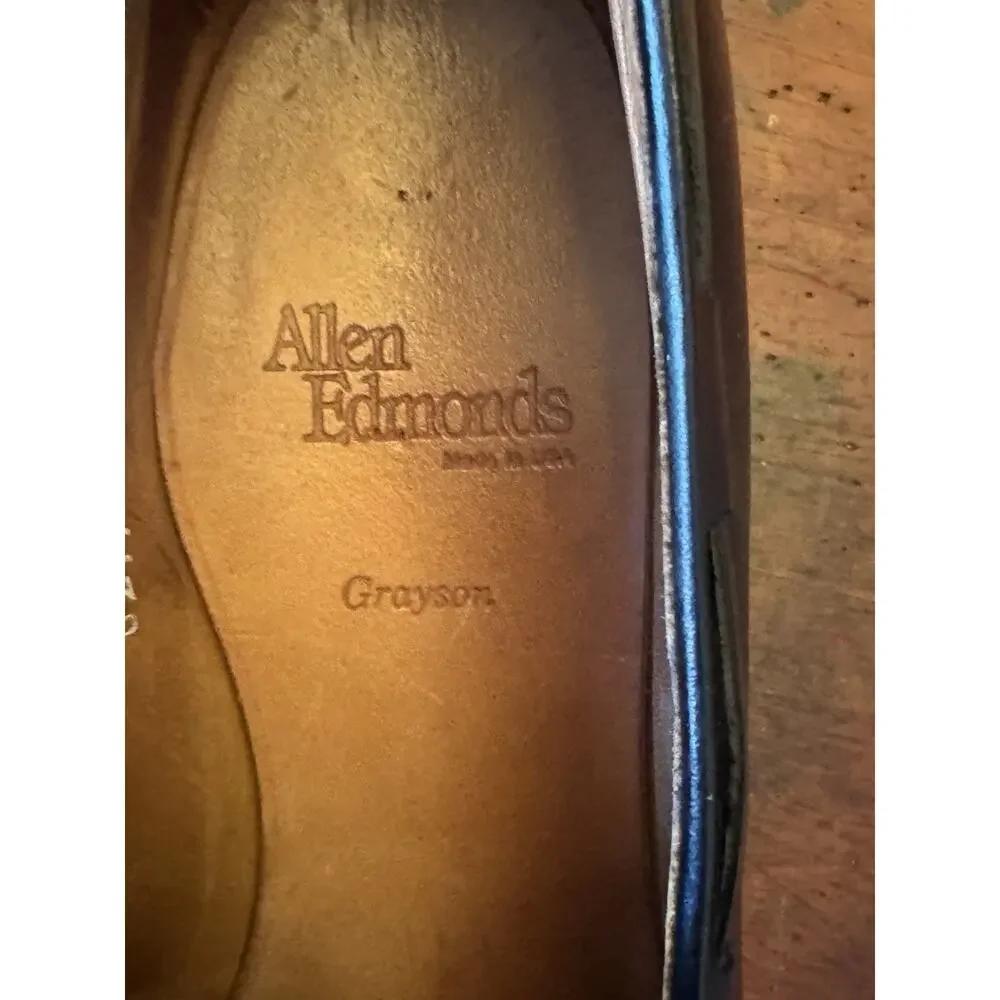 Vintage Allen Edmonds Grayson Black Leather Tassel Loafers 9 1/2 AA Made in USA